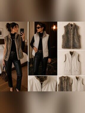 Gap Faux Fur Size XS Reversible Vest Mob Wife